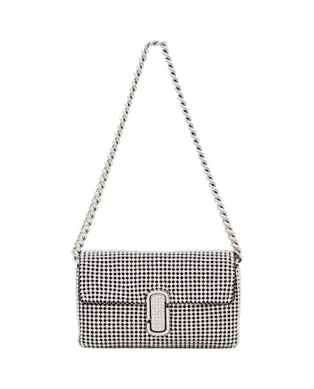 Marc Jacobs Silver Fixed Curb Chain Shoulder Strap Bag In Grey
