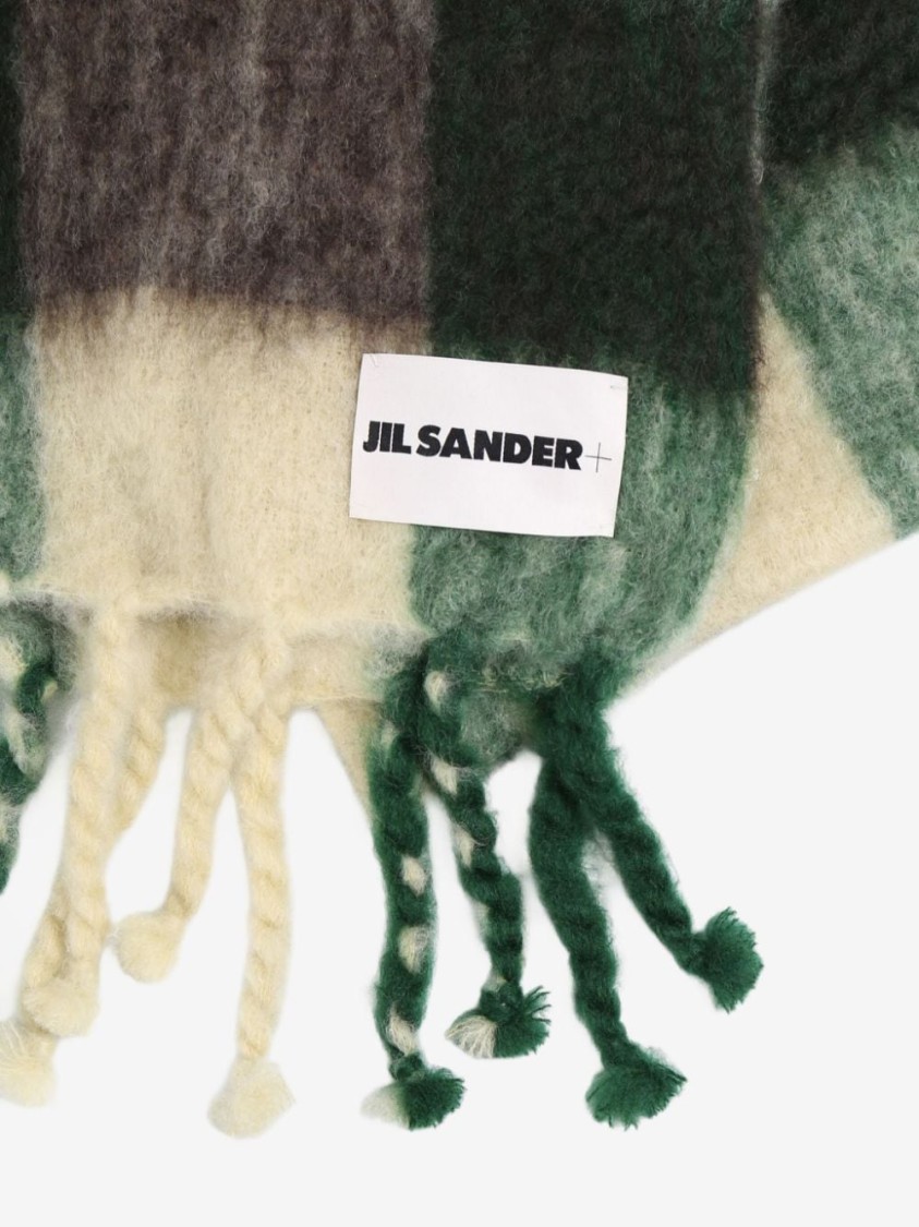 Jil Sander Printed Wool Scarf In Grey