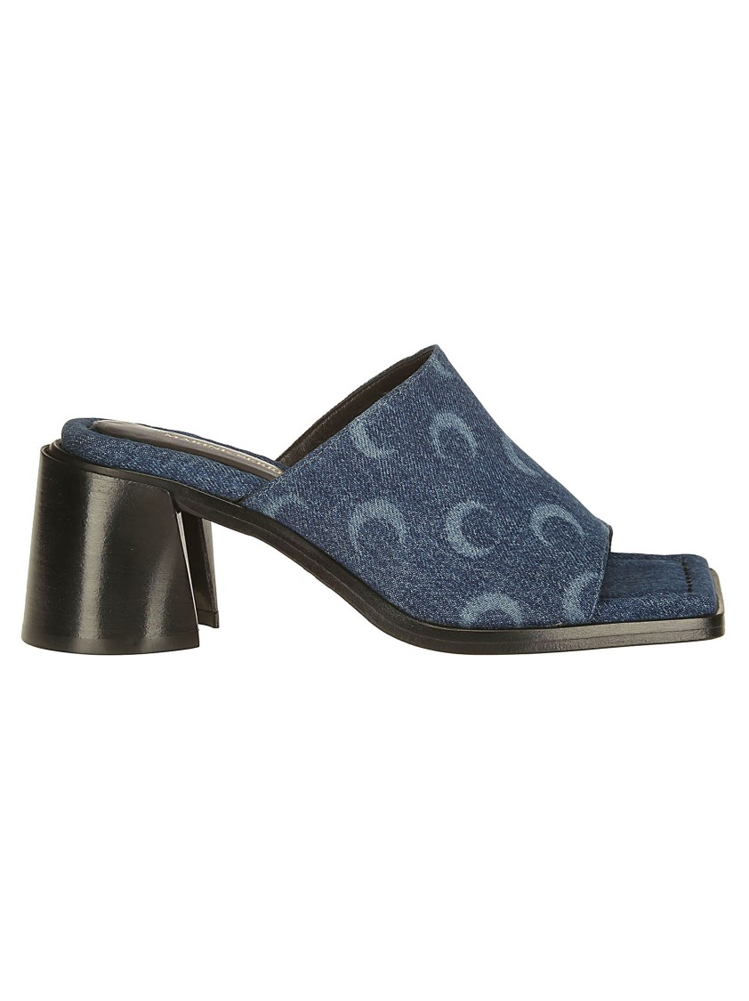 Shop Marine Serre Open-toe Denim Mules In Blue