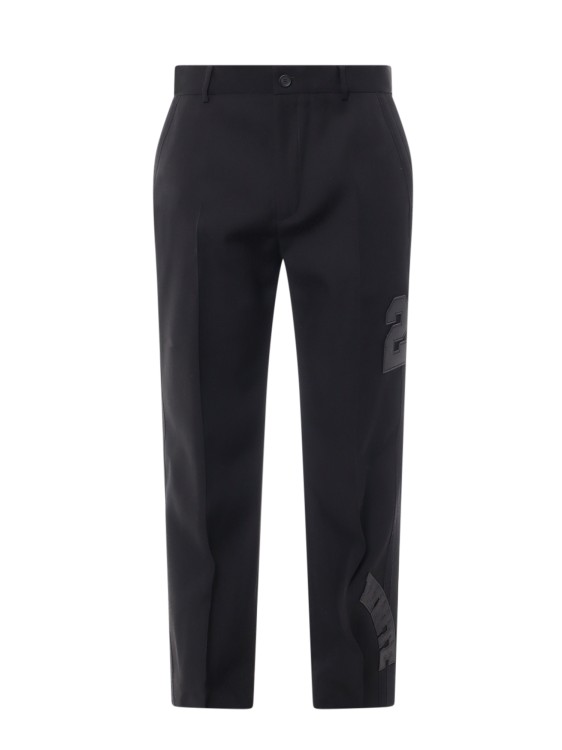 Shop Off-white Wool Trouser With 23 And White Patches In Black