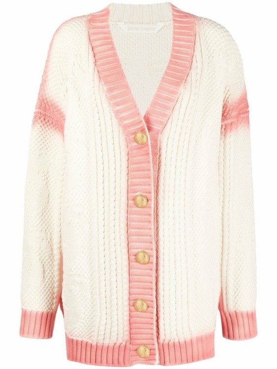 Shop Palm Angels Multicolor Sprayed Palm Cardigan In Neutrals