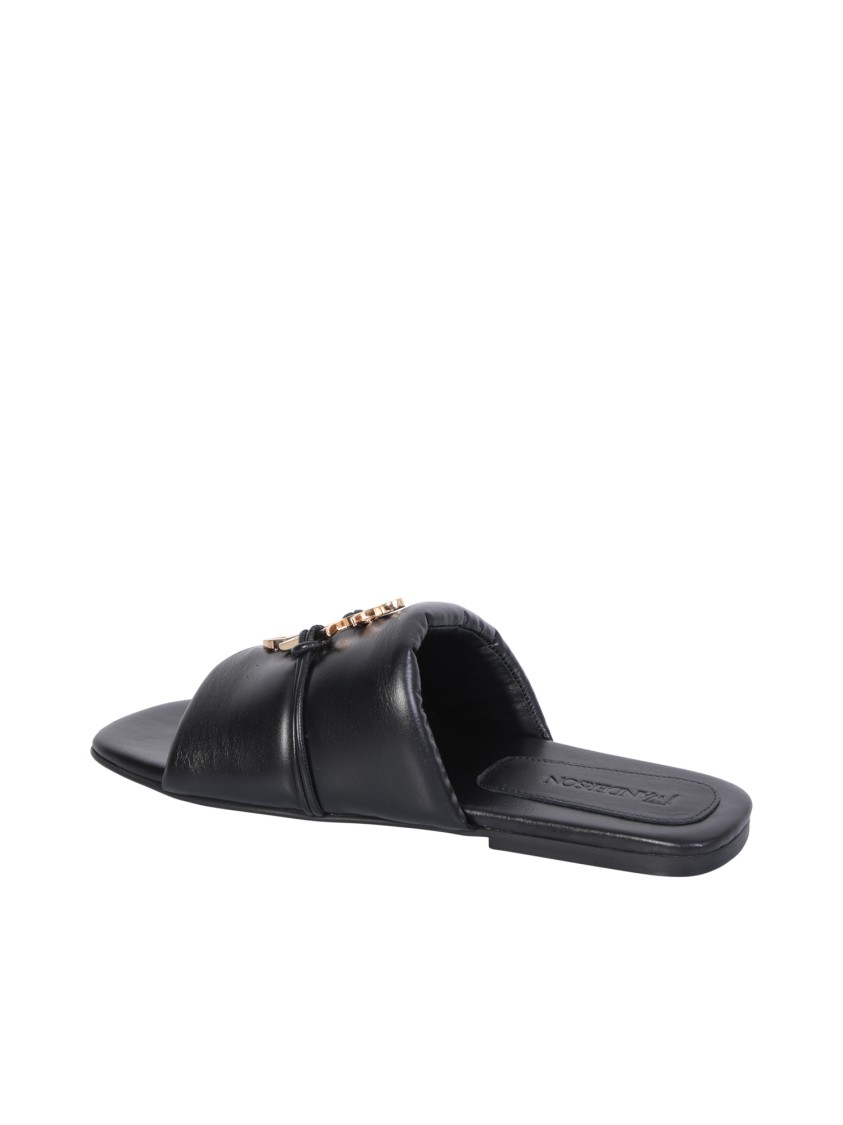Jw Anderson J. W.anderson Solid Color Faux Leather Sandals With Golden Detail In Grey