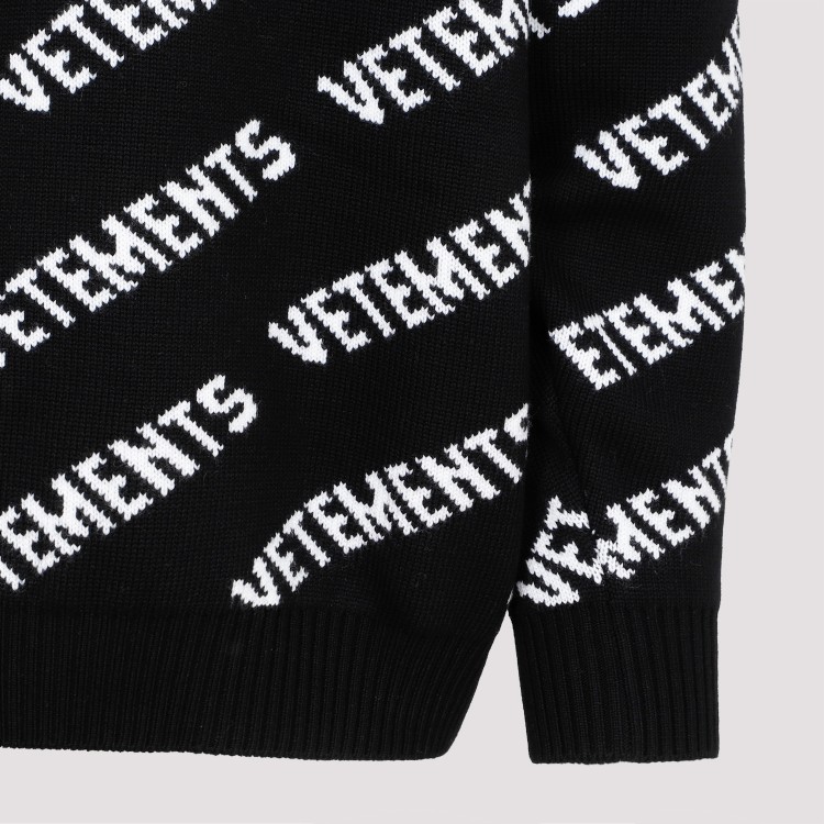 Shop Vetements Monogram Black White Merino Wool Sweater