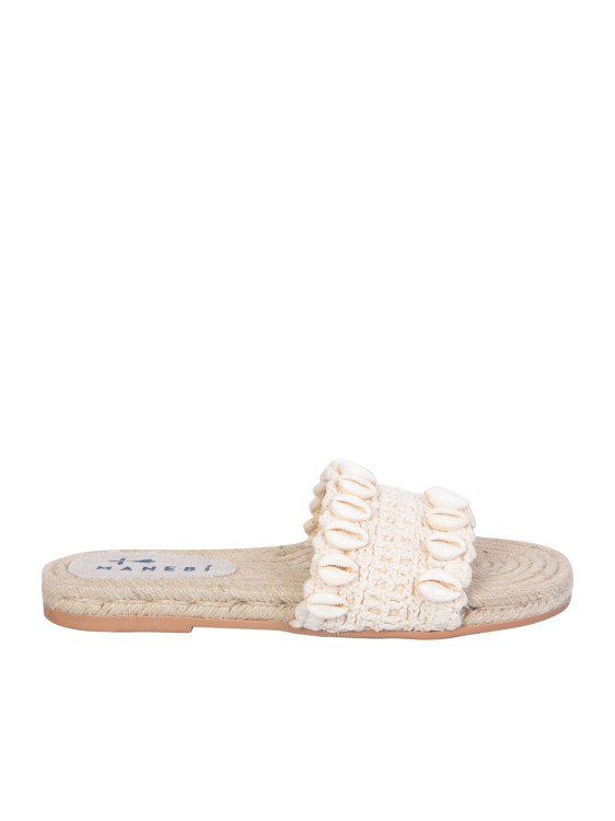 Manebi Cowrie Shell Flat Sandals  In Neutrals