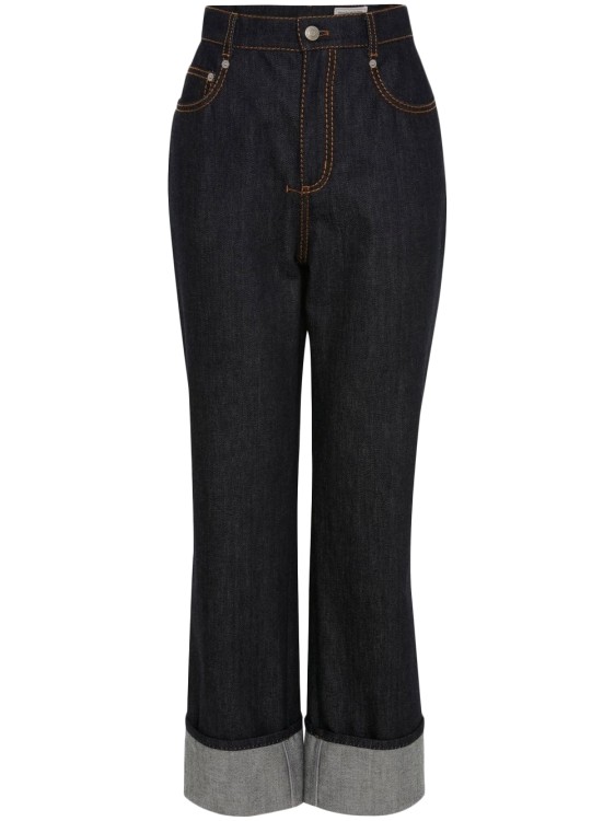 Alexander Mcqueen High-waisted Turn-up Jeans In Blue
