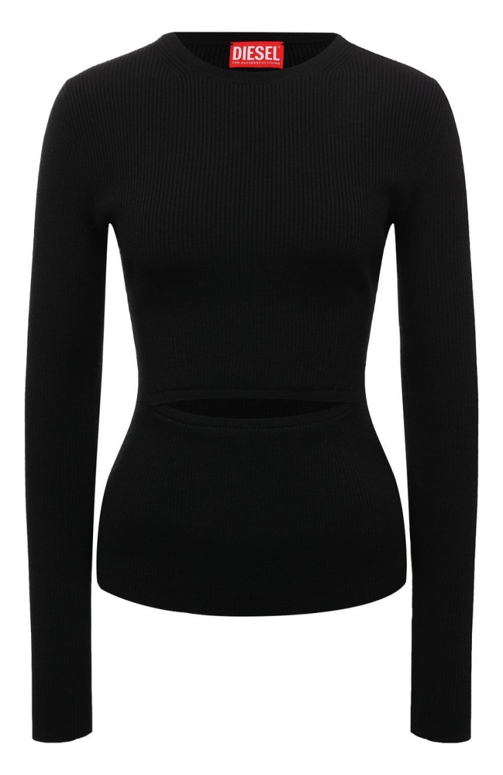 Diesel M-peris Cut-out Knitted Top In Black