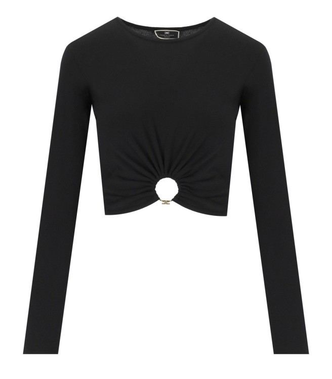 Elisabetta Franchi Black Crop Top In Black