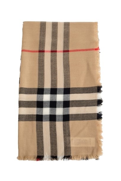 Burberry Check Wool Scarf In Neutrals