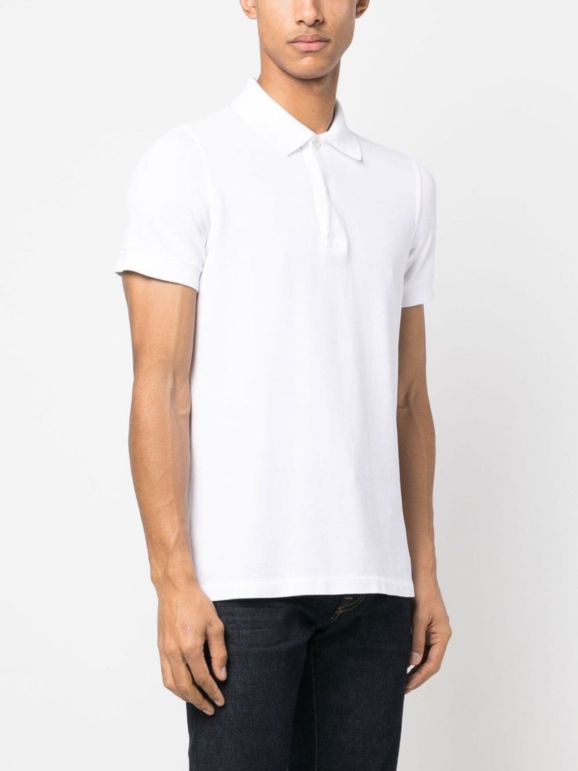 Shop Tom Ford Cotton Polo Shirt In White