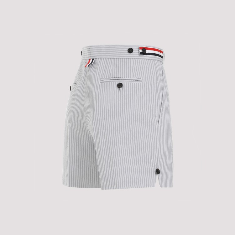 Shop Thom Browne Angled Pocket Thigh Length Grey Cotton Shorts In White