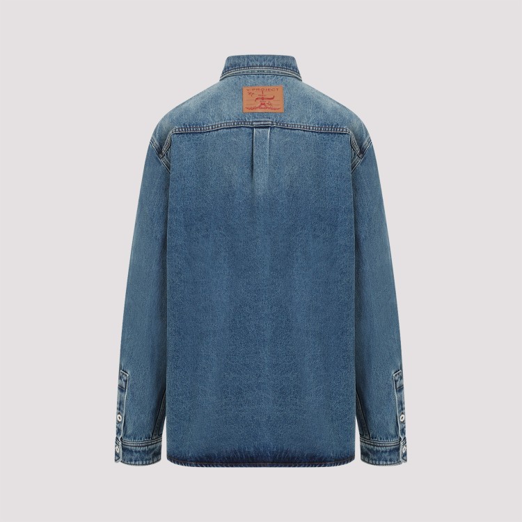 Shop Y/project Evergreen Vintage Blue Organic Cotton Snap Off Denim Shirt