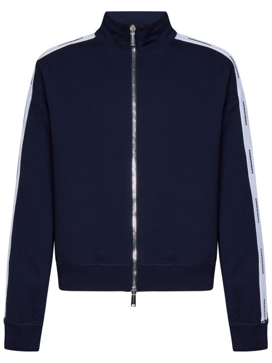 Shop Dsquared2 Zip-up Blue Cotton Fleece Track Jacket