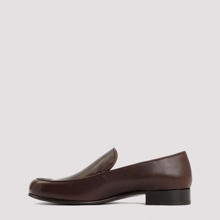 Shop The Row Flynn Brown Calf Leather Loafers In Black