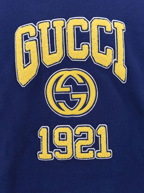 Shop Gucci Cotton Sweatshirt With Gg Cross Embroidery On The Front In Blue