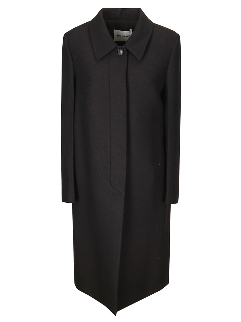 Low Classic Wool Twill Single Mac Coat In Black