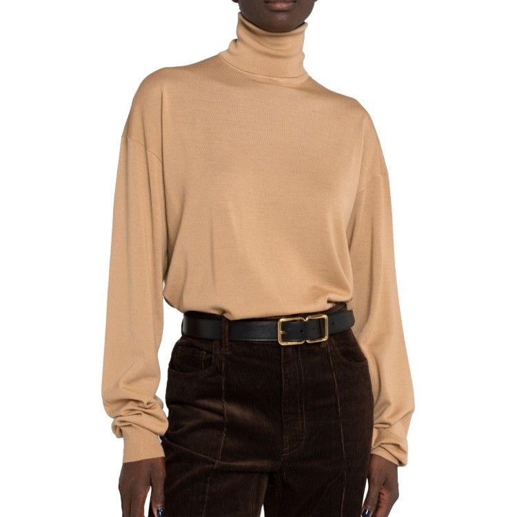 Shop Saint Laurent High-neck Pullover In Brown