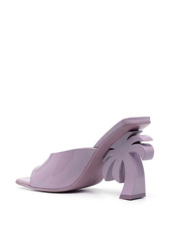 Shop Palm Angels Palm Tree' Purple Mules With Palm Tree-shaped Heel In Leather