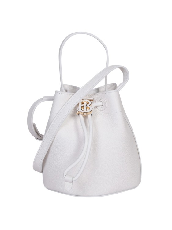 Burberry White Grained Leather Bucket Bag