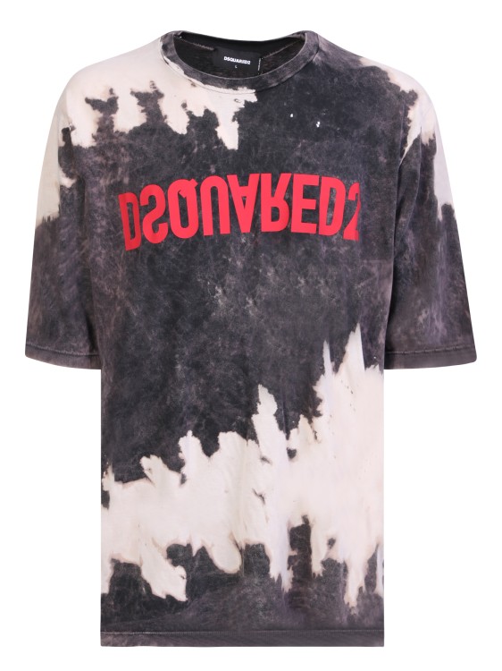 Dsquared2 Mens Tie-dye T-shirt Vintage Black In Grey