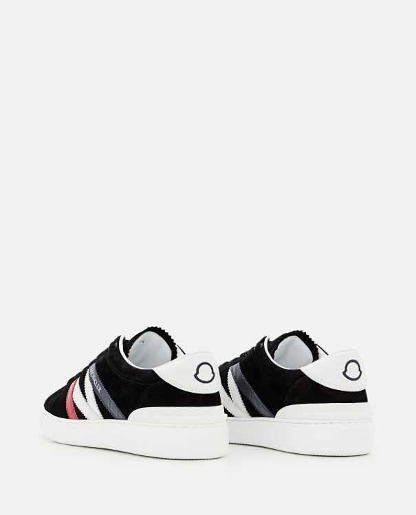 Shop Moncler Black Suede Sneakers In White