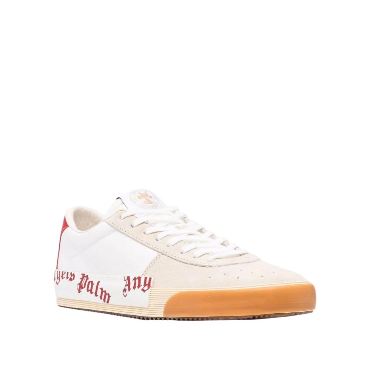Shop Palm Angels Leather Logo Sneakers In White