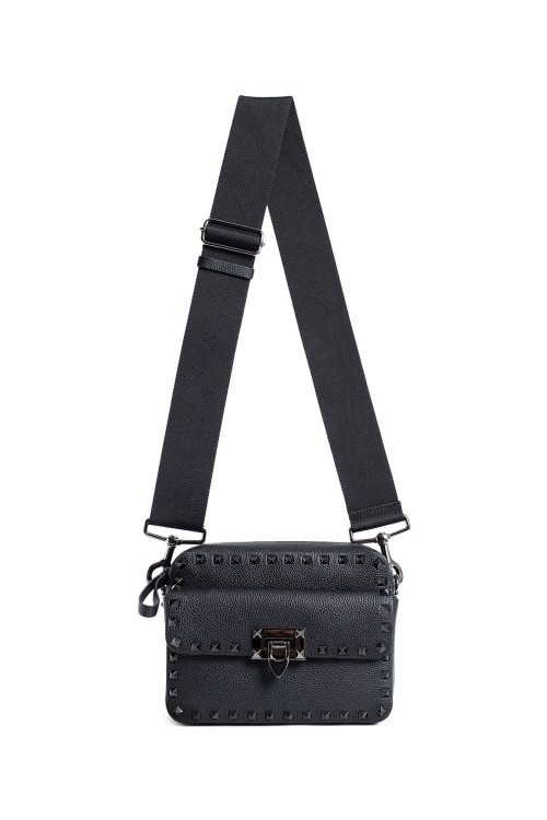 Valentino Garavani Rockstud Calfskin Crossbody Bag In Black