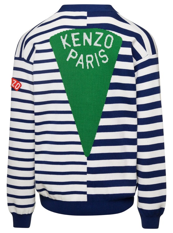 Shop Kenzo White And Blue Nautical Striped Cardigan In Cotton
