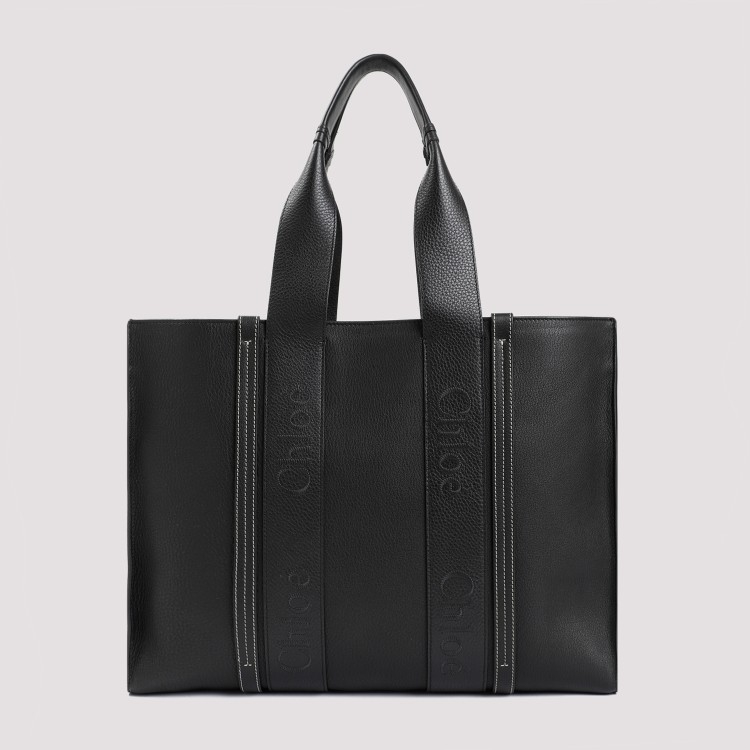 Shop Chloé Black Woody Logo-print Tote Bag