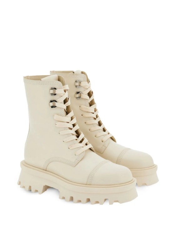 Shop Ferragamo White Combat Boots In Neutrals