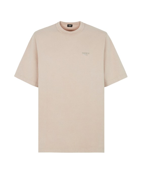 Shop Fendi Cotton T-shirt With Logo Patch In Grey