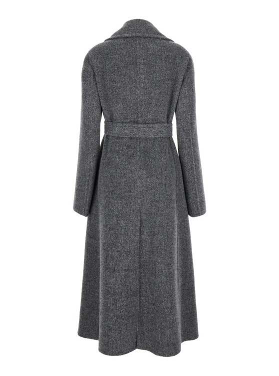 Jil Sander Long Grey Coat With Belt In Wool Blend Woman In Grey