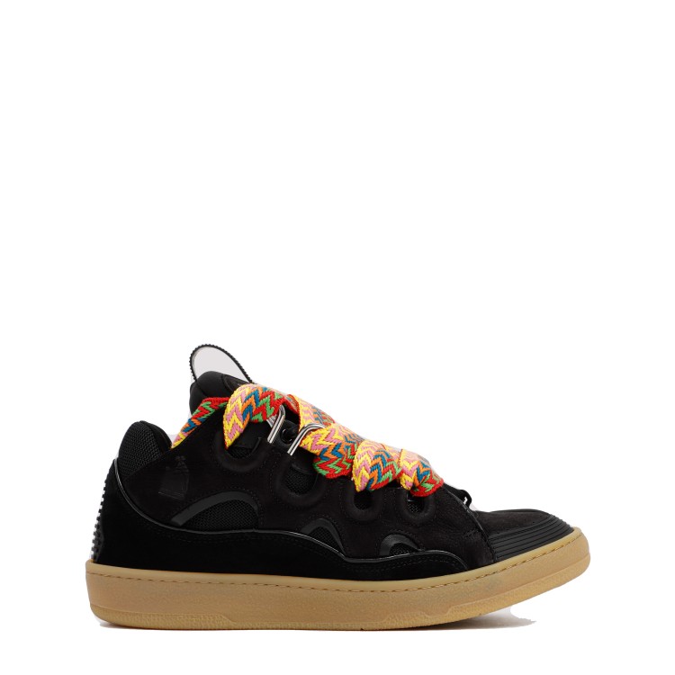 Lanvin Suedeleather Curb Sneakers In Black