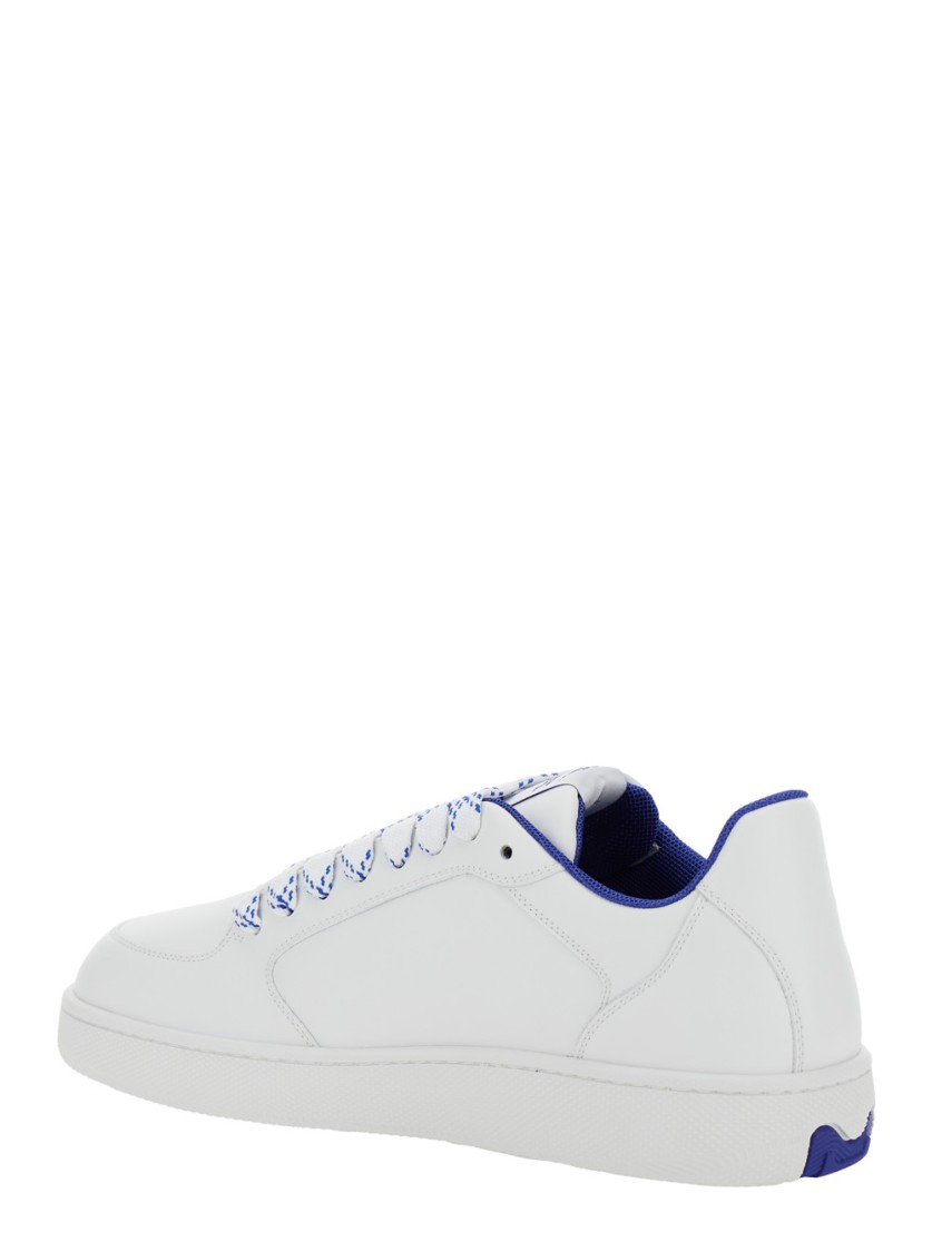 Shop Burberry Low Top Leather Sneakers In White