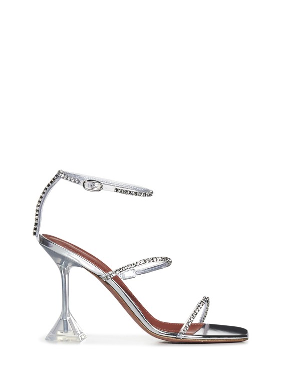 Shop Amina Muaddi Transparent Pvc Gilda Glass Sandals In Silver