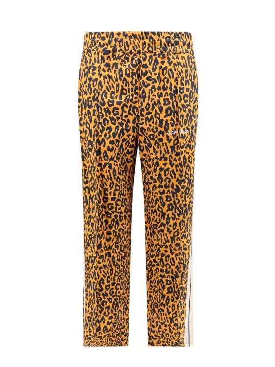 Shop Palm Angels Linen And Cotton Trouser With Animalier Print In Brown