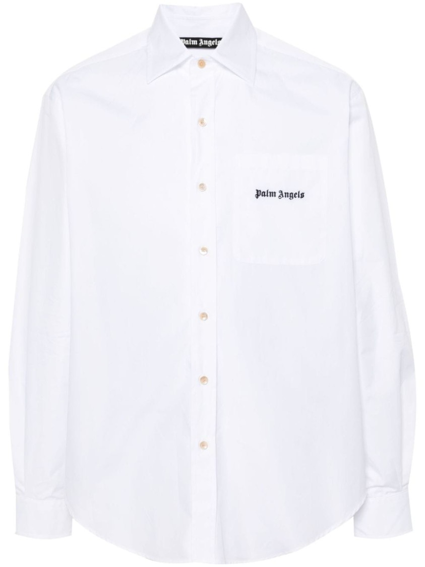 Shop Palm Angels Shirt With Logo In White