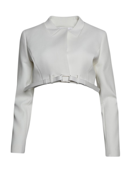 Coperni Trompe L'oeil Cropped Jacket In White