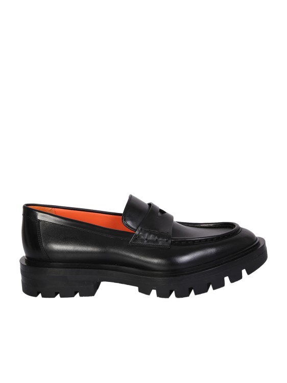 Shop Santoni Penny Loafer In  Leather. Robust Design With A Feminine Touch In Black