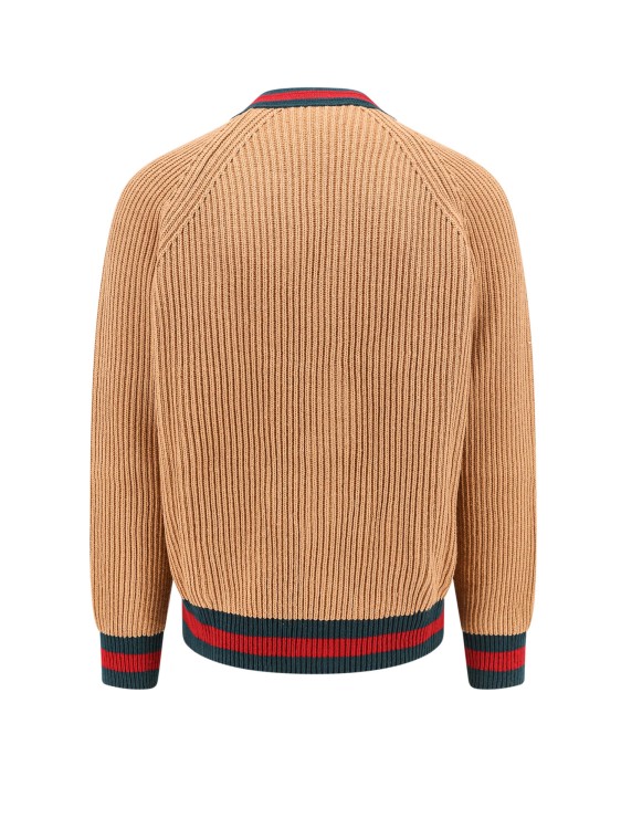 Shop Gucci Wool Cardigan With Web Detail In Brown