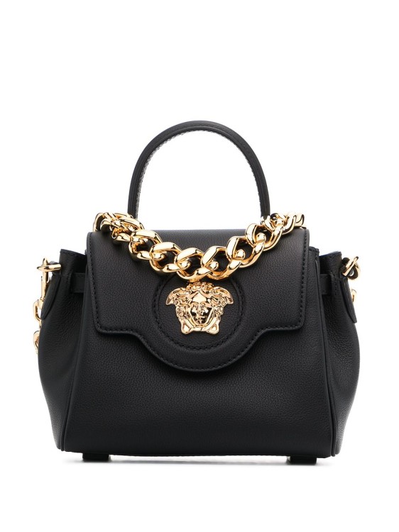 Shop Versace Black Leather La Medusa Top-handle Tote Bag