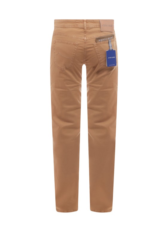 Shop Jacob Cohen Slim Fit Trouser With Back Logo Patch In Brown