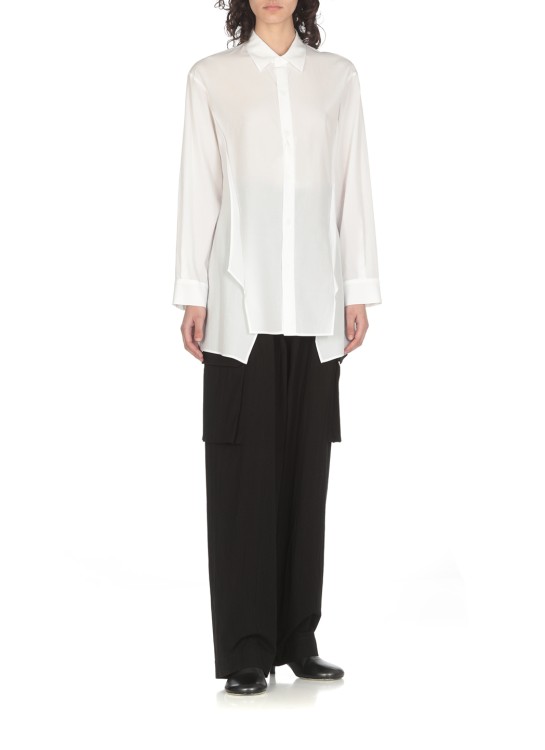 Shop Yohji Yamamoto White Y's Cotton Blend Shirt