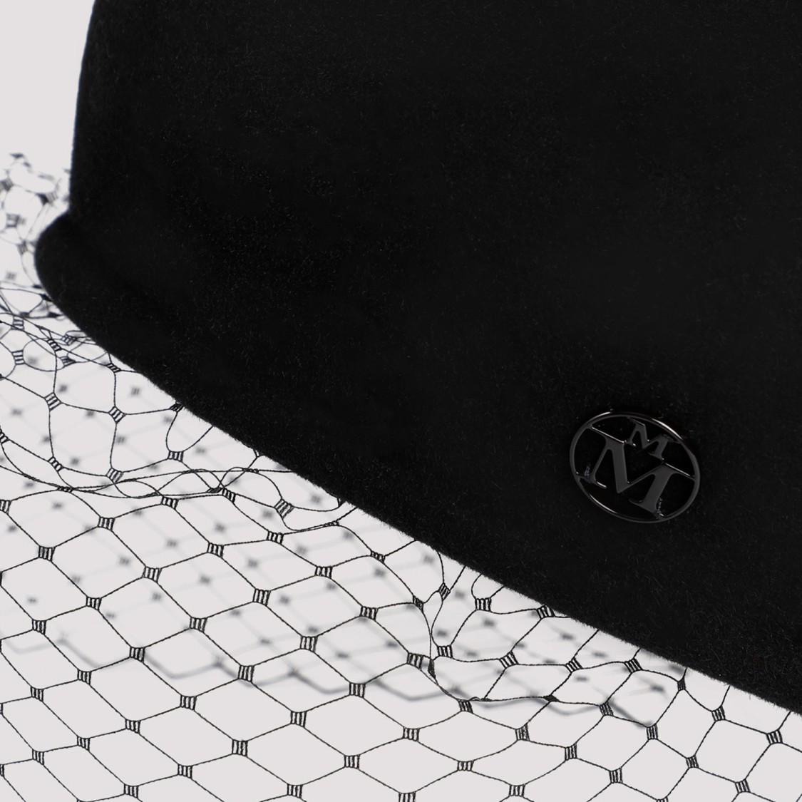Maison Michel New Bonnie Veil Black Wool Felt Hat In Black
