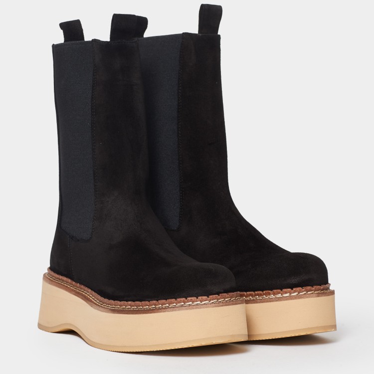 Paloma Barceló Black Suede Chelsea Ankle Boots In Black