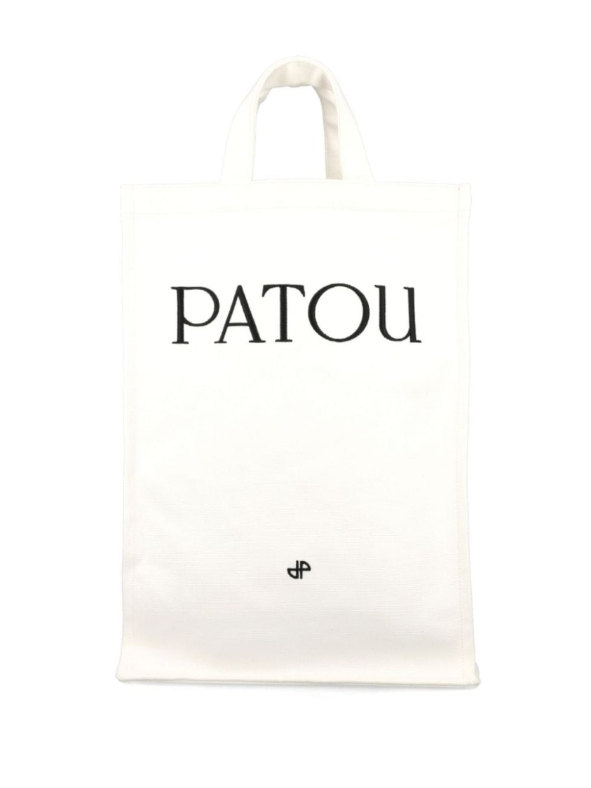 Patou Shoulder Bag With Logo In Neutrals