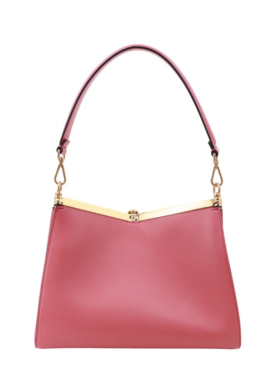 Shop Etro Leather Shoulder Bag With Pegaso Charm In Pink