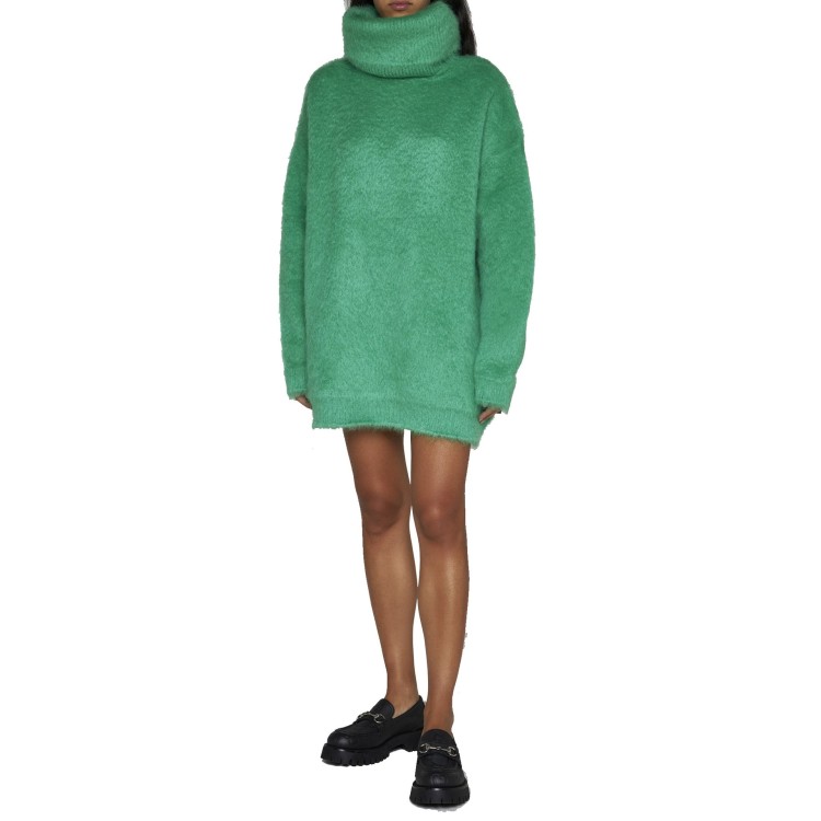 Shop Gucci Mohair-blend Mini Sweater Dress In Green