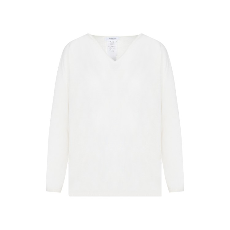Shop Max Mara Freccia V-neck White Cashmere Sweater