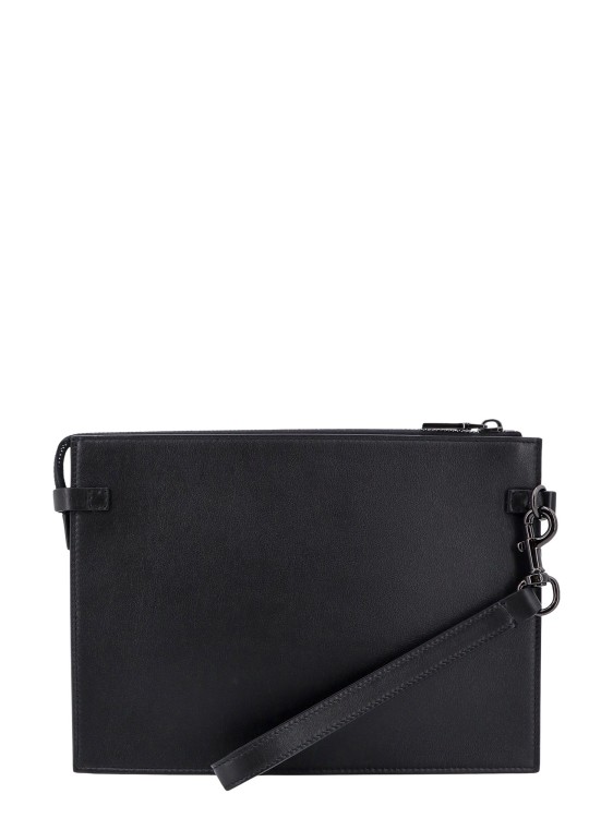Shop Valentino Leather Clutch Wutg Vlogo Signature Detail In Black