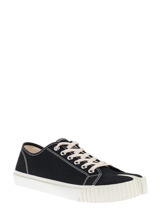 Shop Maison Margiela Canvas Sneakers With Iconic Tabi Toe In Black